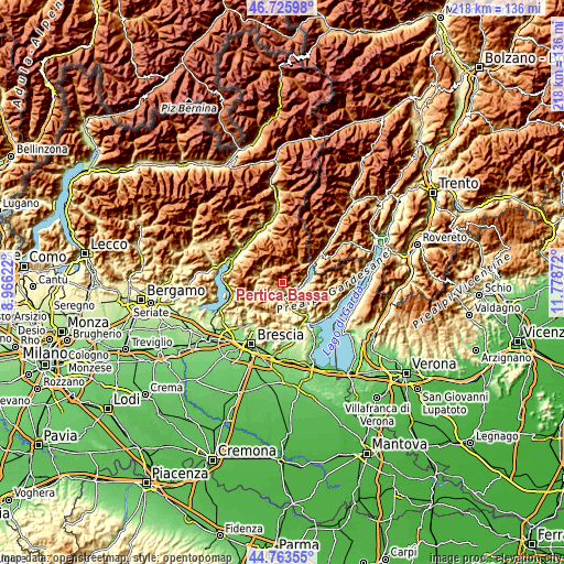 Topographic map of Pertica Bassa