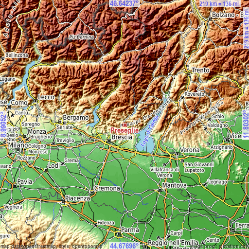 Topographic map of Preseglie