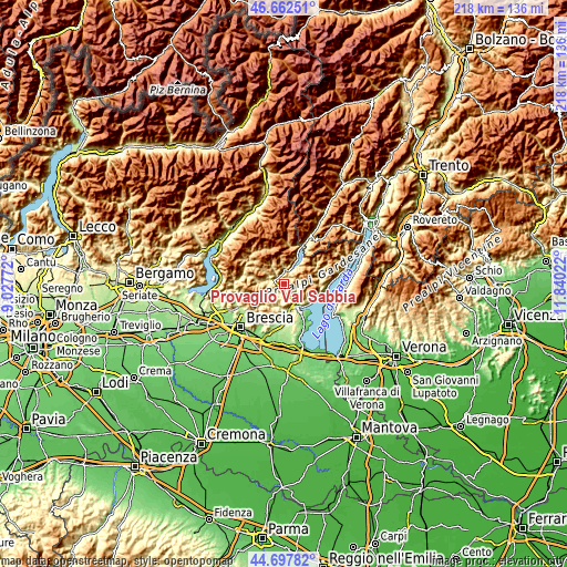 Topographic map of Provaglio Val Sabbia