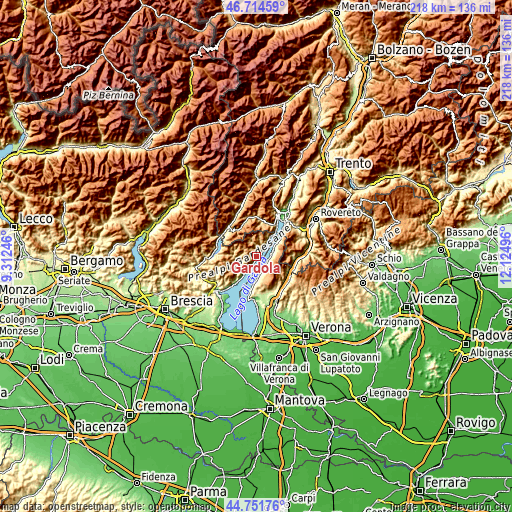 Topographic map of Gardola