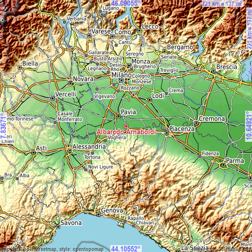 Topographic map of Albaredo Arnaboldi