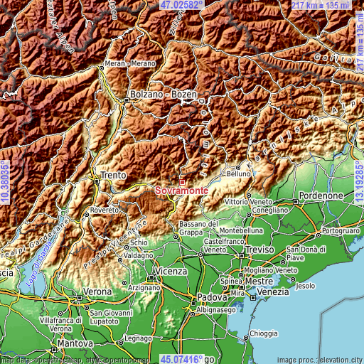 Topographic map of Sovramonte