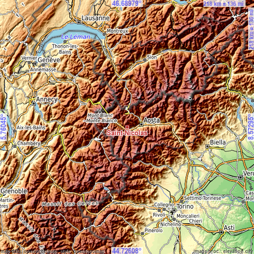 Topographic map of Saint-Nicolas