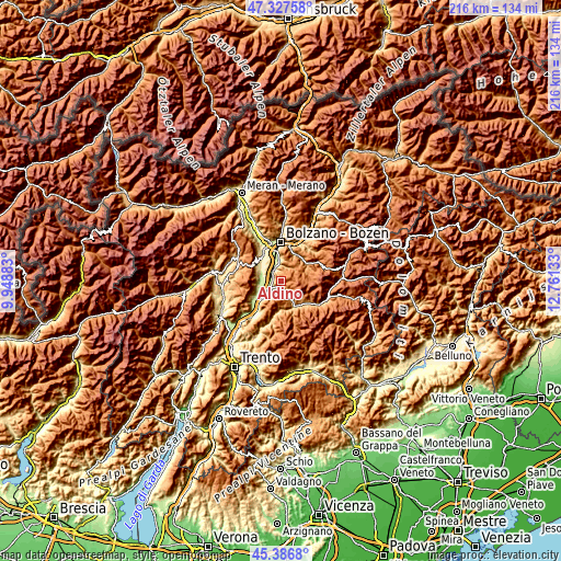 Topographic map of Aldino