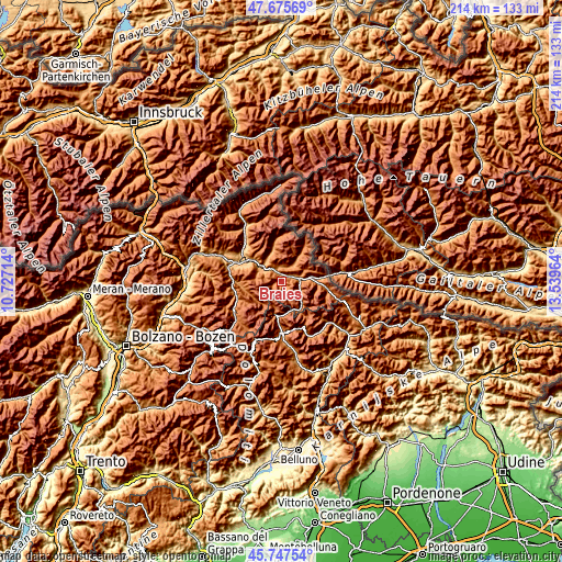 Topographic map of Braies