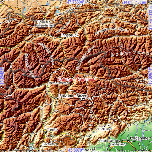 Topographic map of Rodengo - Rodeneck