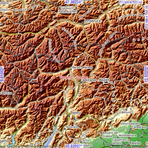 Topographic map of Verano - Voeran