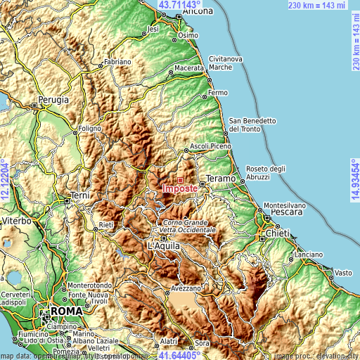 Topographic map of Imposte