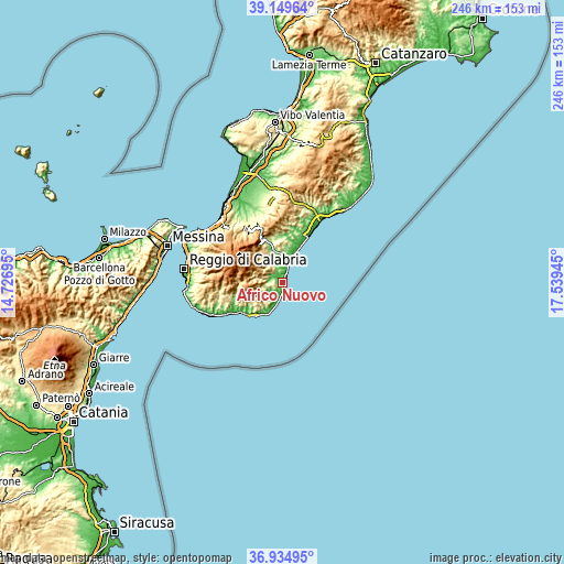 Topographic map of Africo Nuovo