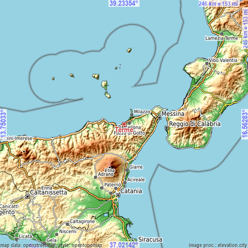 Topographic map of Terme