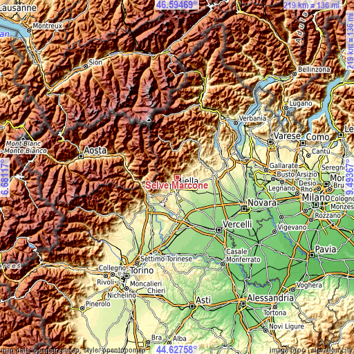 Topographic map of Selve Marcone