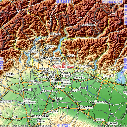 Topographic map of Colle Brianza