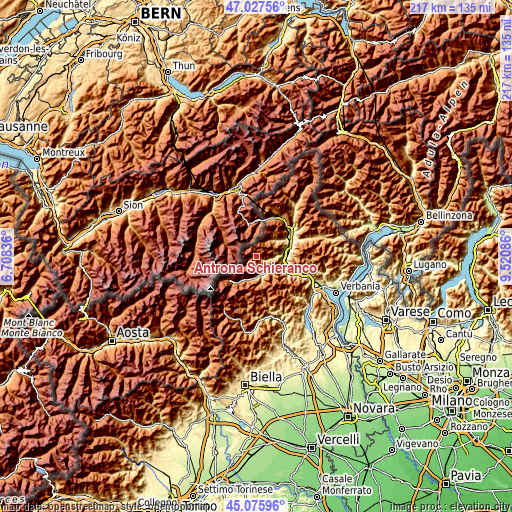 Topographic map of Antrona Schieranco