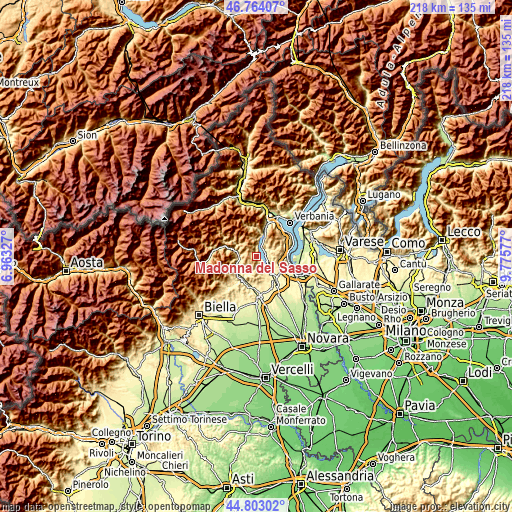 Topographic map of Madonna del Sasso