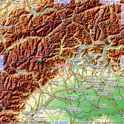 Topographic map of Valstrona