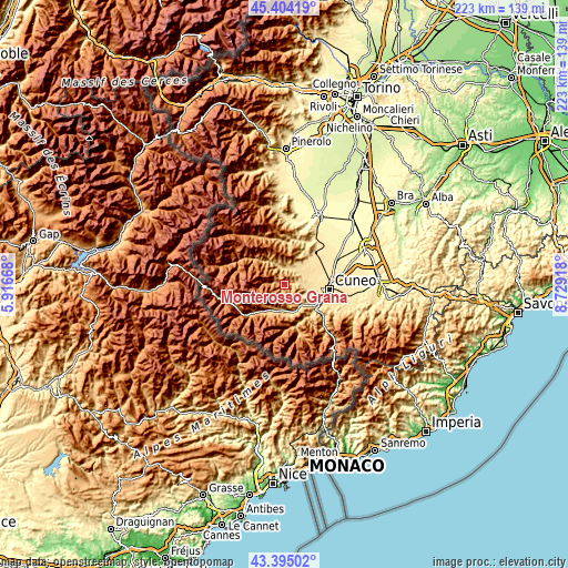 Topographic map of Monterosso Grana