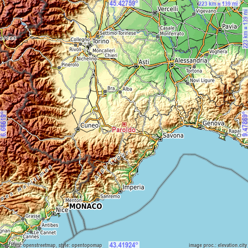 Topographic map of Paroldo