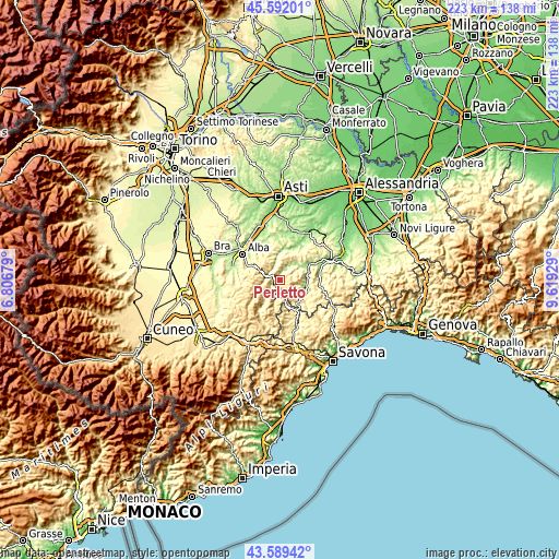 Topographic map of Perletto