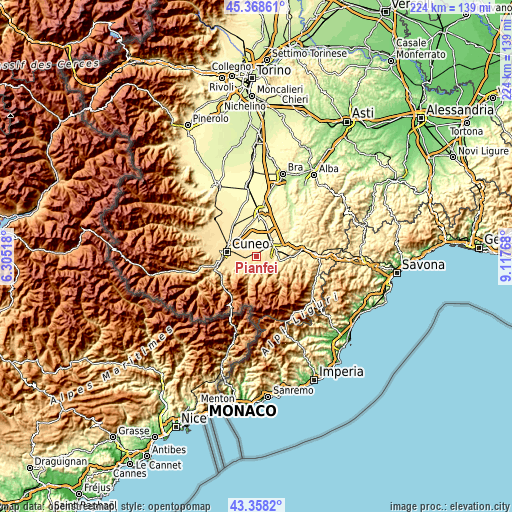 Topographic map of Pianfei