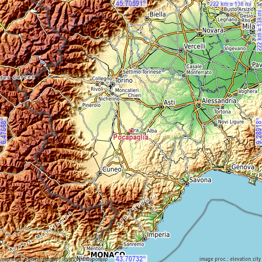 Topographic map of Pocapaglia