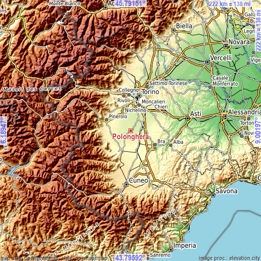 Topographic map of Polonghera