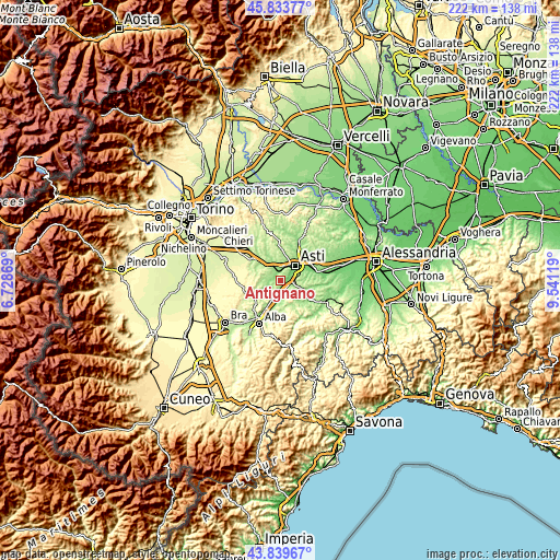 Topographic map of Antignano