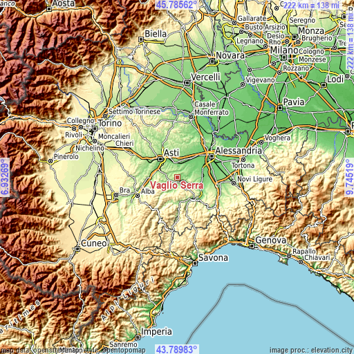 Topographic map of Vaglio Serra