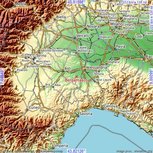 Topographic map of Bergamasco