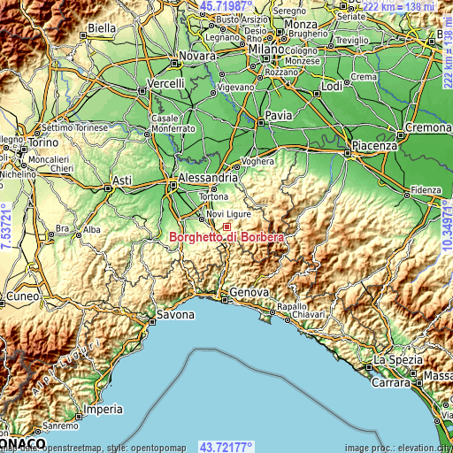 Topographic map of Borghetto di Borbera