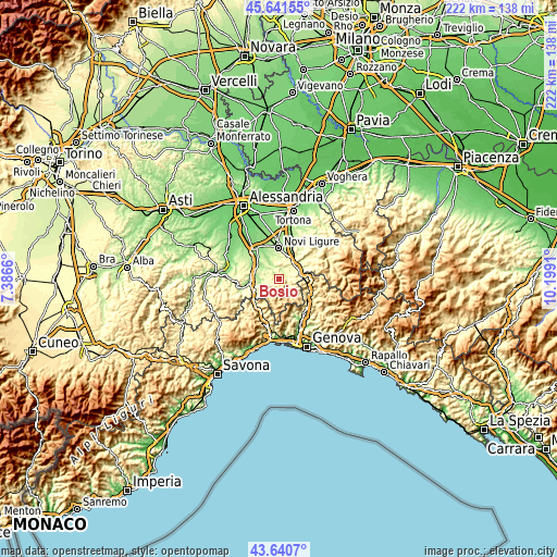 Topographic map of Bosio