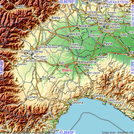 Topographic map of Masio