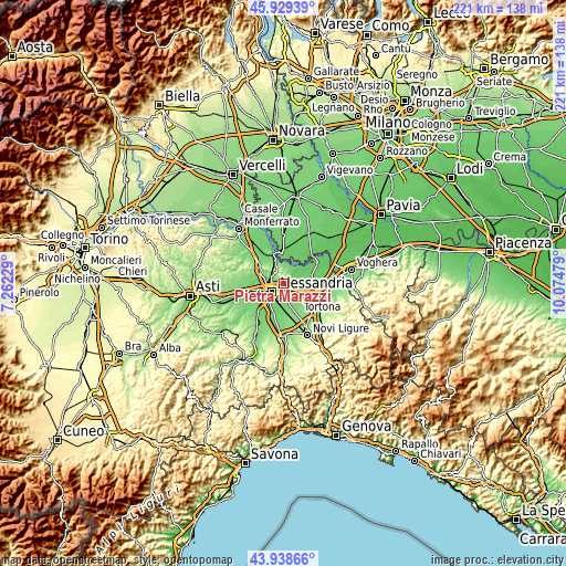 Topographic map of Pietra Marazzi