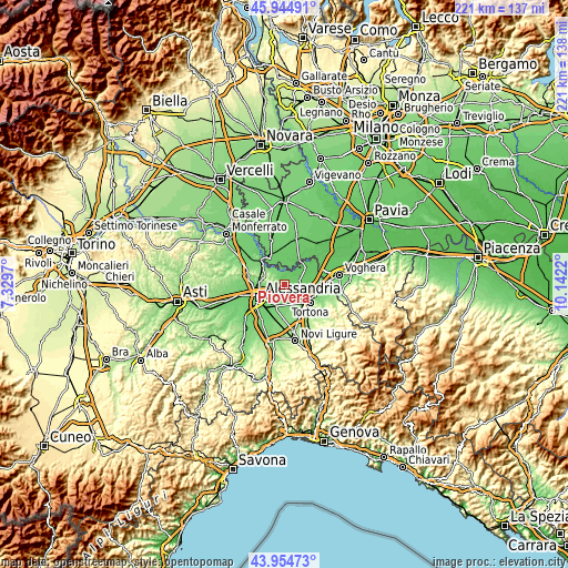 Topographic map of Piovera
