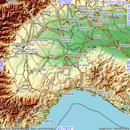 Topographic map of Sezzadio