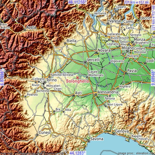 Topographic map of Solonghello