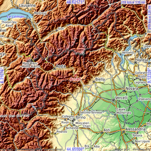 Topographic map of Arnad