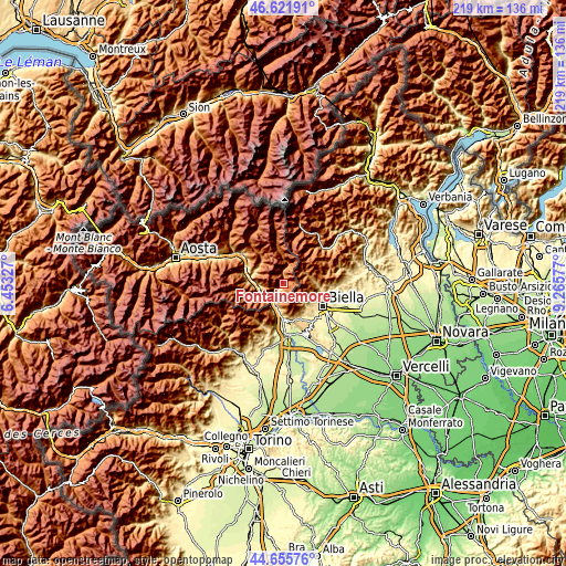 Topographic map of Fontainemore