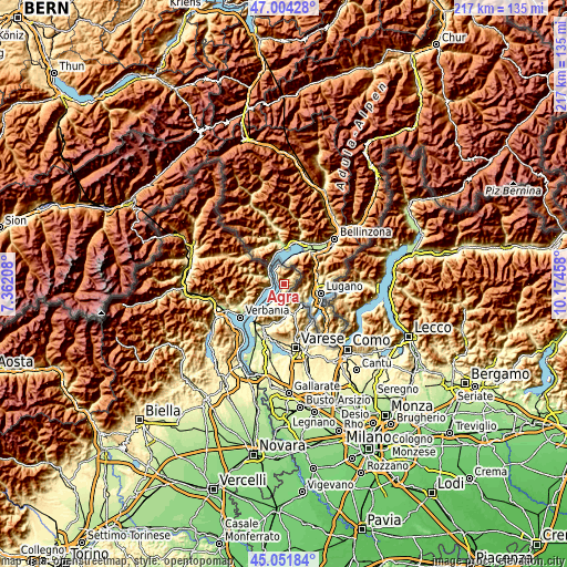 Topographic map of Agra