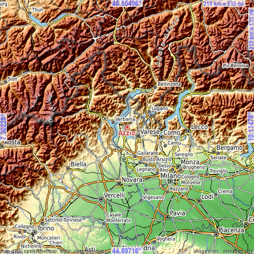 Topographic map of Azzio