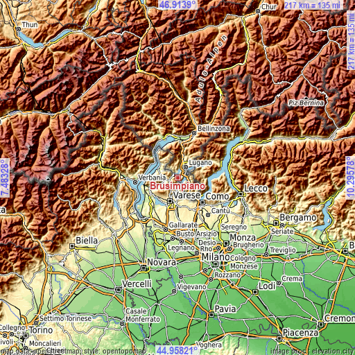 Topographic map of Brusimpiano