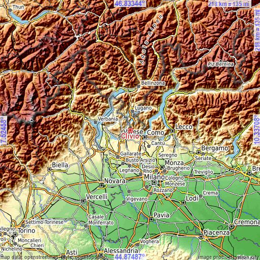 Topographic map of Clivio