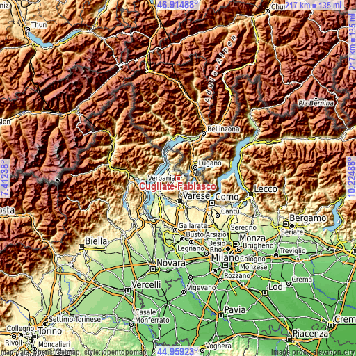 Topographic map of Cugliate-Fabiasco