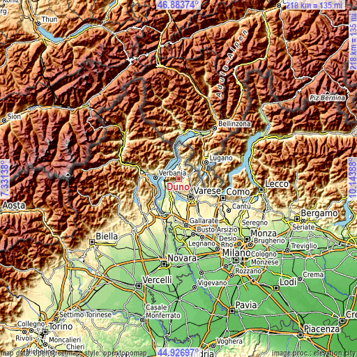 Topographic map of Duno