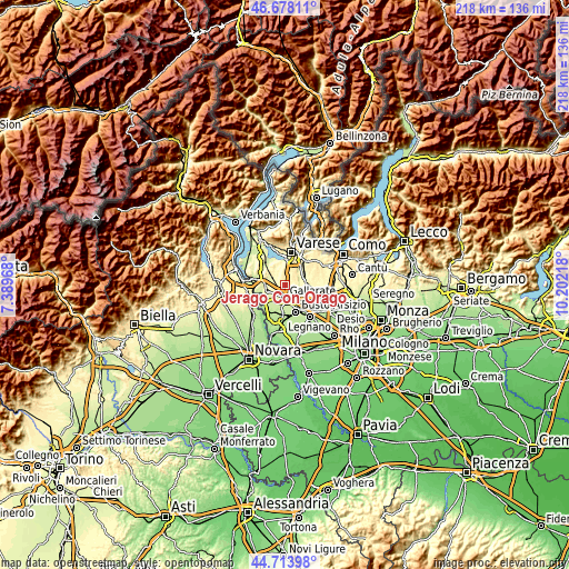 Topographic map of Jerago Con Orago