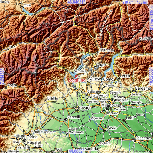 Topographic map of Leggiuno