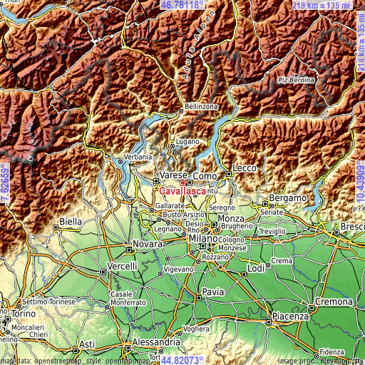 Topographic map of Cavallasca