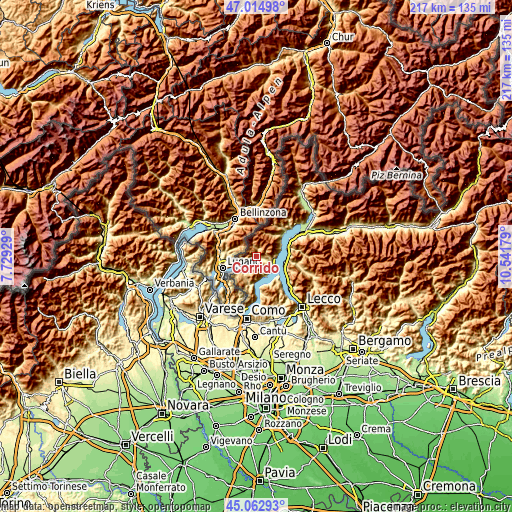 Topographic map of Corrido