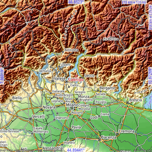Topographic map of Lasnigo