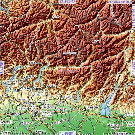 Topographic map of Albosaggia