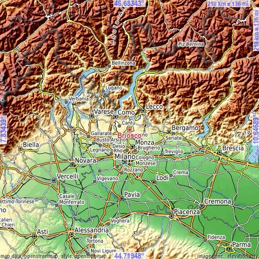 Topographic map of Briosco